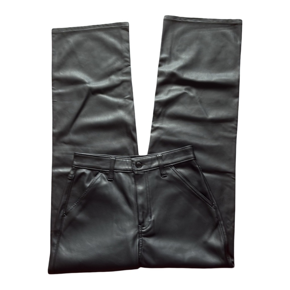 Social Tourist Ultra High Rise Baggy Black Vegan Leather Size 27 - Picture 2 of 13